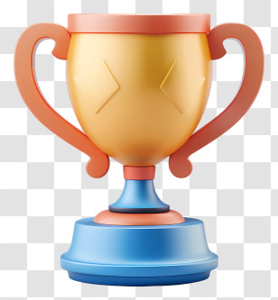 Winner Cup - Colorful Cartoon Trophy With Blue And Orange Base Transparent PNG