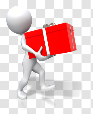 Stick Figure - 3D Figure Carrying A Red Gift Box Transparent PNG