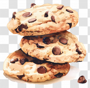 Chocolate Chip Cookies - Stack Of Chocolate Chip Cookies Illustration Transparent PNG
