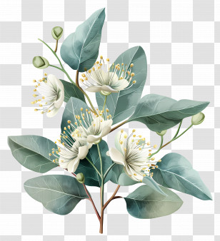 Eucalyptus Leaves And Flowers - Eucalyptus Leaves And Flowers Illustration Transparent PNG