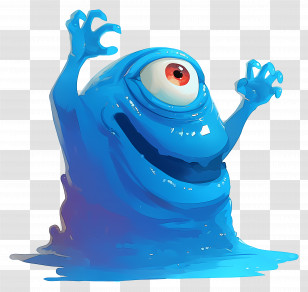 Slime Monster - Blue One-Eyed Slime Monster Cartoon Transparent PNG
