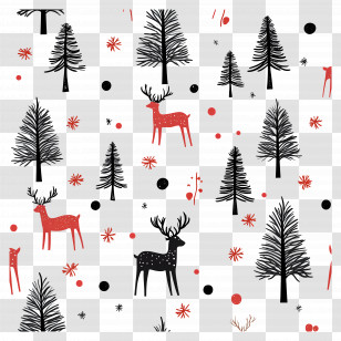 Christmas Background - Winter Forest With Deer And Trees Transparent PNG
