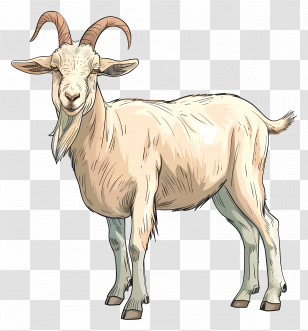 Cartoon Realistic Goat - Cartoon Realistic Goat With Horns Transparent PNG