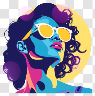 Fashion Girl - Pop Art Style Portrait Of A Woman With Sunglasses Transparent PNG