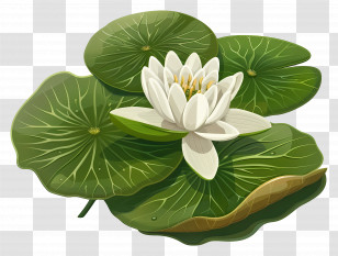 Water Lily Leaf - White Water Lily On Green Leaves Transparent PNG