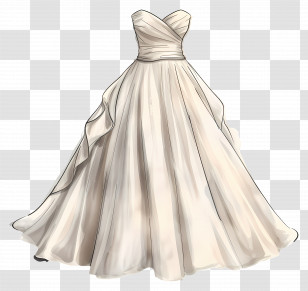 Strapless Wedding Dress - White Wedding Dress For Brides Transparent PNG