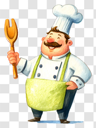 Watercolor Chef - Happy Chef With Cooking Utensil Transparent PNG