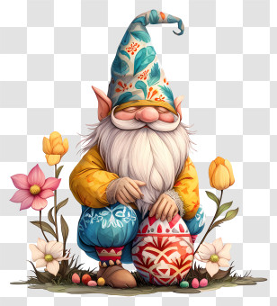 Easter Day Gnome - Easter Gnome Holding Decorated Egg Illustration Transparent PNG