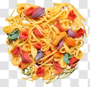 Heart Shaped Noodles - Multicolored Pasta Illustration Transparent PNG