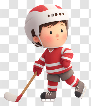 Boy Playing Ice Hockey - Hockey Player In Red Uniform Transparent PNG