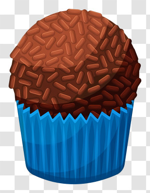 Chocolate Cupcake - Brigadeiro Candy With Blue Wrapper Cartoon Illustration Transparent PNG