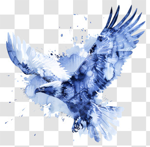 Watercolor Eagle - Blue Watercolor Eagle In Flight Transparent PNG
