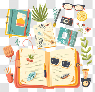 Scrapbook - Artistic Journal With Accessories For Creativity Transparent PNG