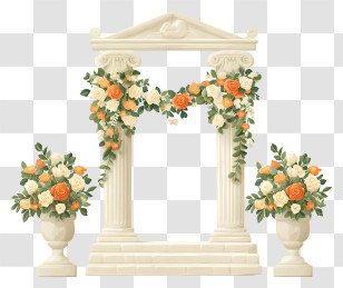 Wedding Altars - Elegant Floral Arch With Roses Transparent PNG
