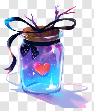 Watercolor Glass Jar - Heart In A Magical Jar Transparent PNG