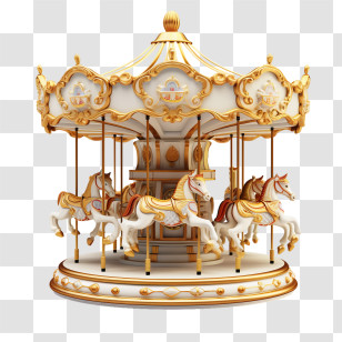 National Merry Go Round Day - Beautiful Carousel At The Amusement Park Transparent PNG