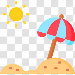 Beach - Sunny Beach With Umbrella Transparent PNG