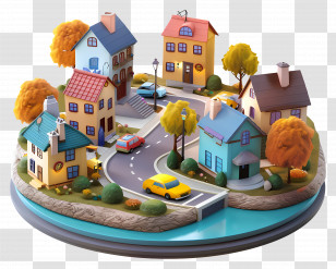 Small Town - Miniature Neighborhood Model Transparent PNG