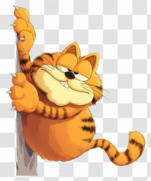 Garfield - Climbing Orange Cat Cartoon Character Transparent PNG