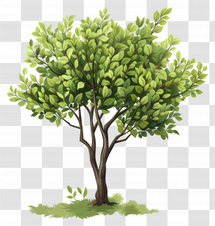 Green Tree - Green Tree Illustration With Lush Leaves Transparent PNG