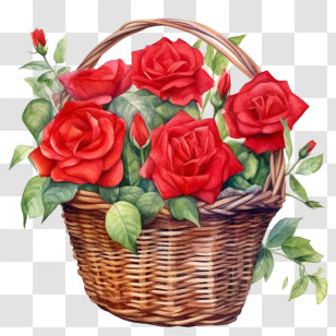 Red Rose
 - Red Roses In Wicker Basket Illustration Transparent PNG
