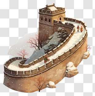 Snow Covered Great Wall - Snowy Great Wall Section Transparent PNG