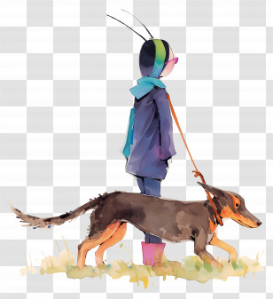 Cartoon Figure - Person Walking Dog Illustration Transparent PNG
