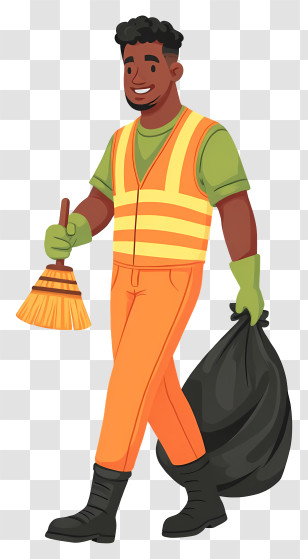Cleaning Worker - Friendly Street Cleaner Character Transparent PNG
