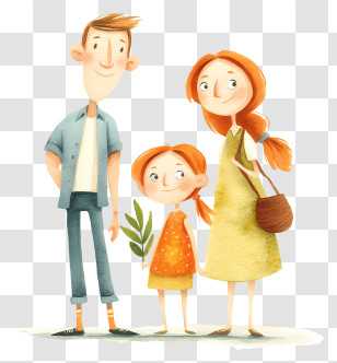 Watercolor Family - Happy Family Cartoon Transparent PNG