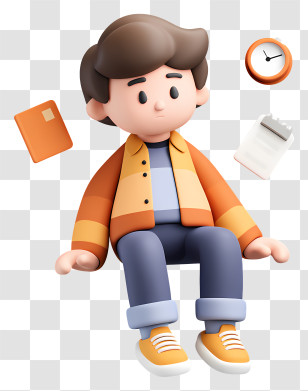 Student Dreaming - 3D Student Character With Notes Transparent PNG