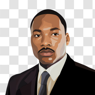 Martin Luther King - Stylized Male Portrait Illustration In Formal Attire Transparent PNG
