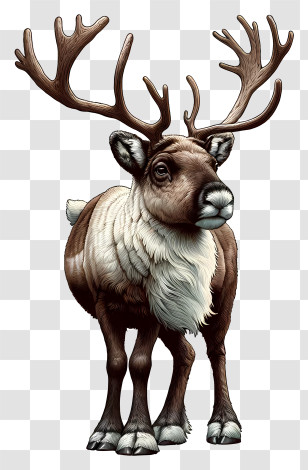 Christmas Deer - Realistic Reindeer With Detailed Antlers Transparent PNG