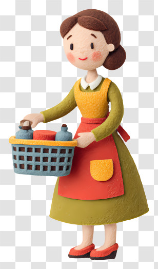 Woman Doing Laundry - Shopping Woman With Basket Transparent PNG