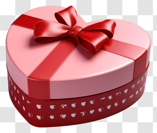 Gift Box - Heart-Shaped Gift Box With Ribbon Transparent PNG