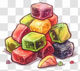 Gummy Candy - Pile Of Colorful Jelly Cubes Transparent PNG