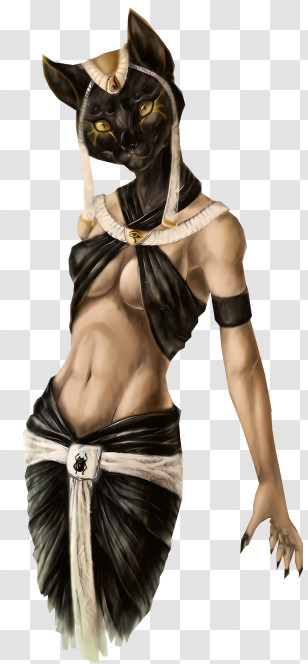 Egypt - Anthropomorphic Egyptian Cat Goddess Artwork Transparent PNG