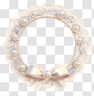 Pearl Lace Round Frame Transparent PNG