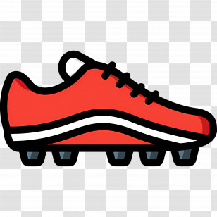 Football Boots - Red Soccer Cleat With Black Studs Transparent PNG