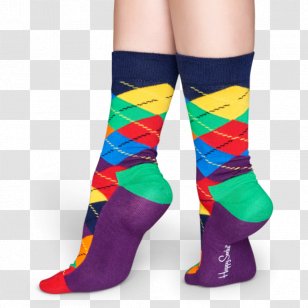 Happy Socks Argyle Crew Sock Clothing - Watercolor - Pattern Transparent PNG