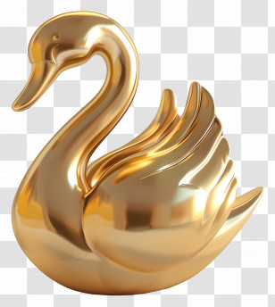 Gold Swan - Elegant Golden Swan Statue For Decoration Transparent PNG