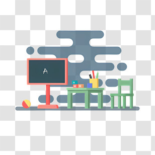Art Background - Simple Classroom With Blackboard And Desk Transparent PNG