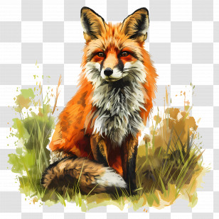 Red Fox - Fox Illustration In Nature Setting Transparent PNG