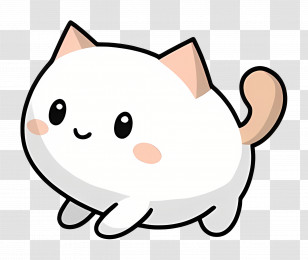 Cat Walking - Cute White Cat Cartoon Design Transparent PNG