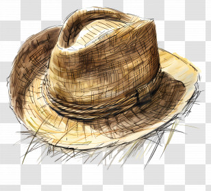 Straw Hat - Stylish Straw Hat Transparent PNG