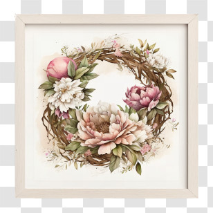 Watercolor Peony
 - Beautiful Floral Wreath Decoration Transparent PNG