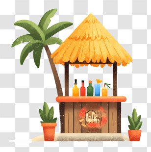 Beach Bar Icon - Tropical Tiki Bar With Palm Tree Transparent PNG