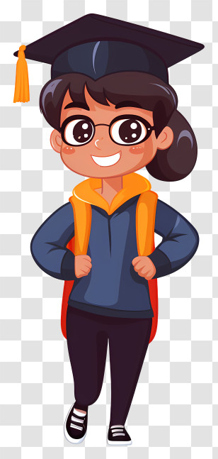 Female Student - Cartoon Graduate With Backpack And Cap Transparent PNG