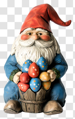 Easter Day Gnome - Easter Gnome With Basket Of Eggs Transparent PNG