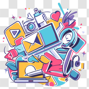 Digital Marketing - Colorful Digital Devices And Accessories Transparent PNG
