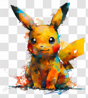 Pokemon - Artistic Pikachu Illustration With Splash Of Color Transparent PNG